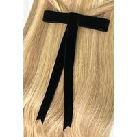 Black Velvet Skinny Hair Bow - Small | Foxy Locks
