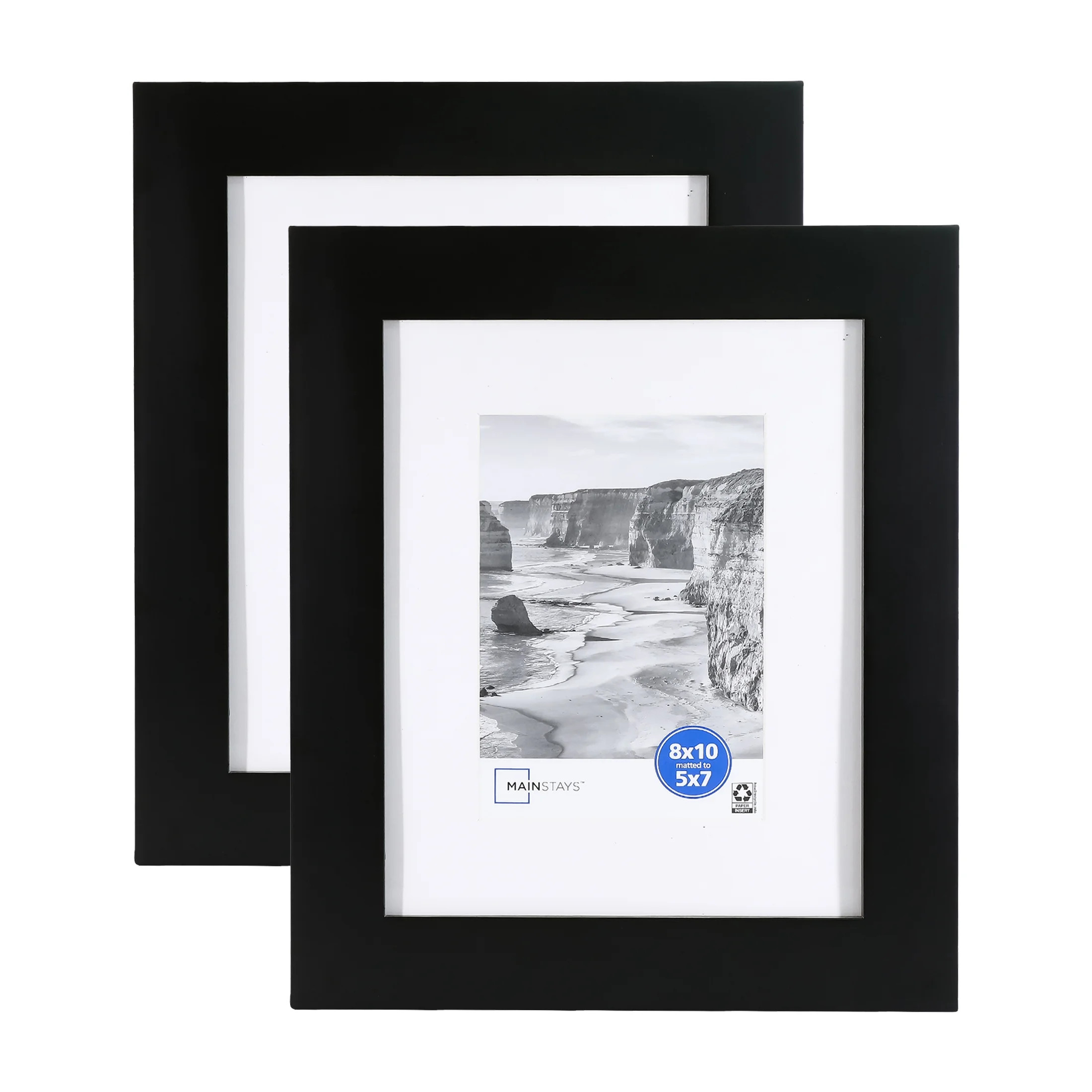 Mainstays 2 PC Set - 8x10 inch Matted to 5x7 inch Flat Wide Black 1.5" Gallery Wall Picture Frame... | Walmart (US)