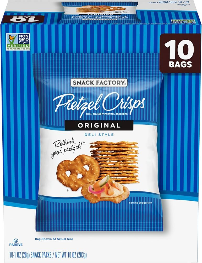 Snack Factory Pretzel Crisps, Original, 1 Oz Snack Bags, 10 Ct | Amazon (US)