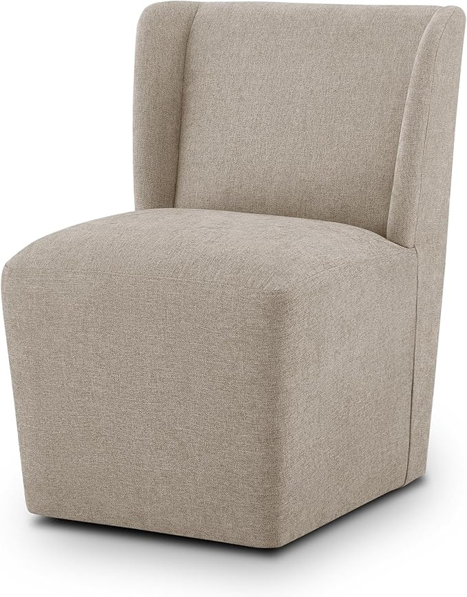 Upholstered Dining Chair with Casters Wingback Modern Side Armless Deskchair with Rollers for Din... | Amazon (US)