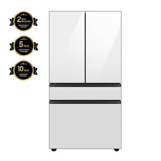 Samsung Bespoke 29 cu. ft. 4-Door French Door Smart Refrigerator with Beverage Center in White Gl... | The Home Depot