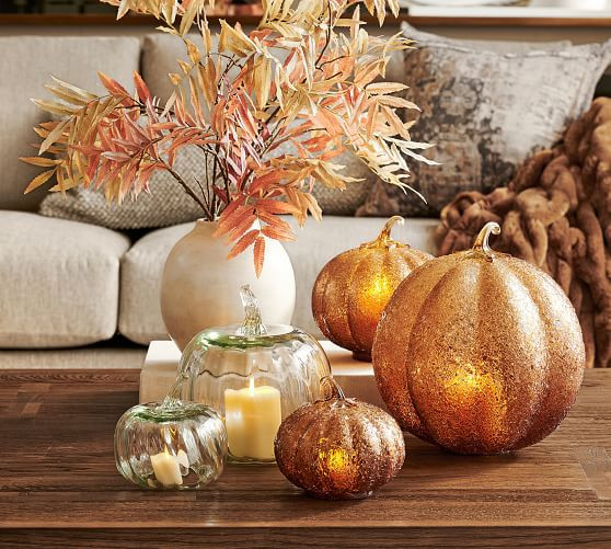 Recycled Glass Pumpkin Cloche | Pottery Barn (US)
