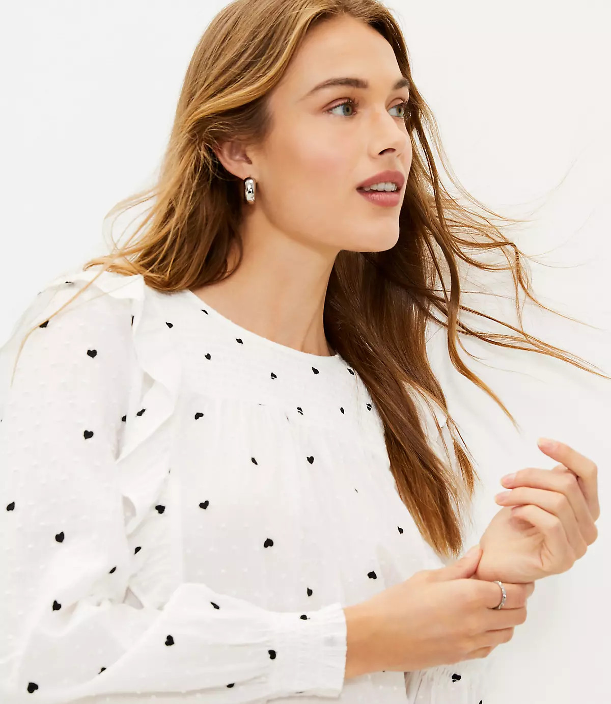 Heart Smocked Ruffle Blouse | LOFT | LOFT