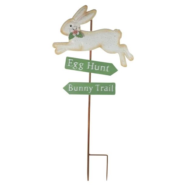 25.5" Easter Egg Hunt and Bunny Trail Outdoor Metal Spring Yard Stake | Walmart (US)