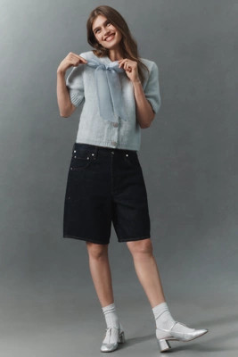 Maeve Short-Sleeve Bow Cardigan Sweater | Anthropologie (US)