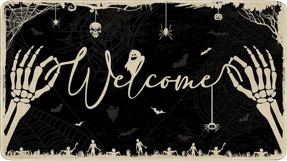 Halloween Outdoor Welcome Mat, Skeleton Hand Halloween Door Mat, Spooky Halloween Doormat, Hallow... | Amazon (US)