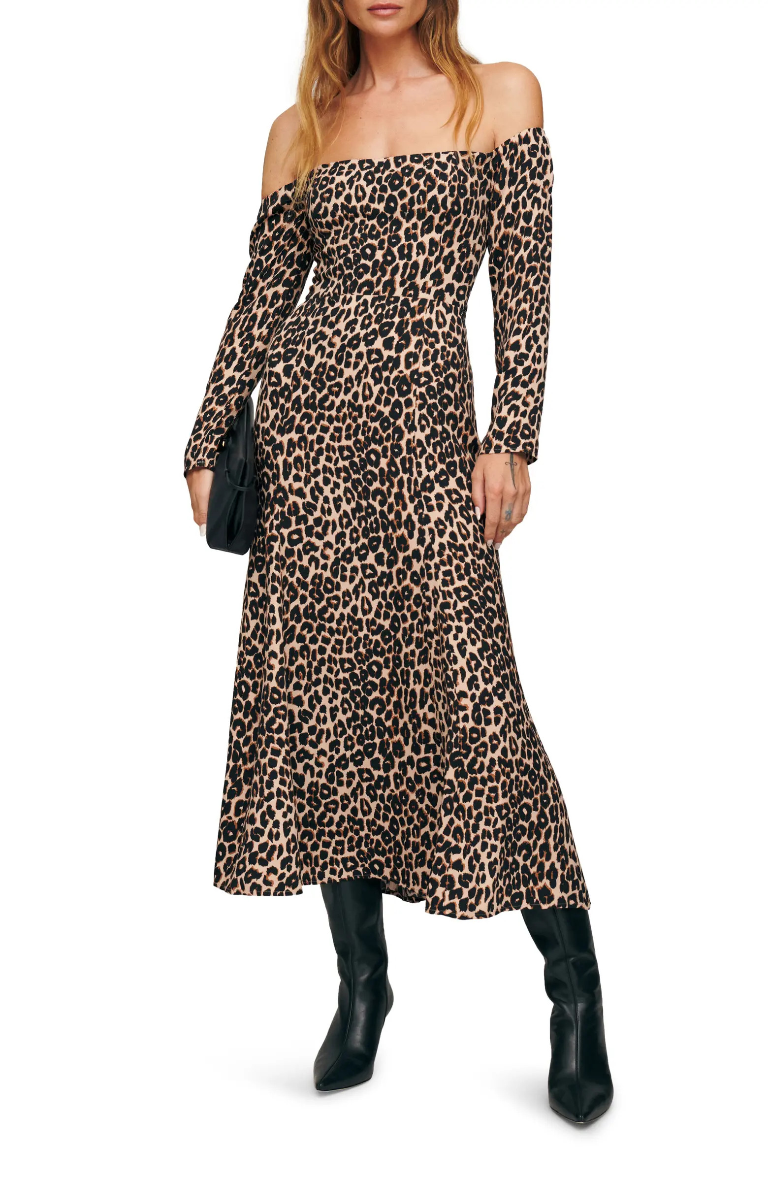 Reformation Ballari Off the Shoulder Long Sleeve Maxi Dress | Nordstrom | Nordstrom