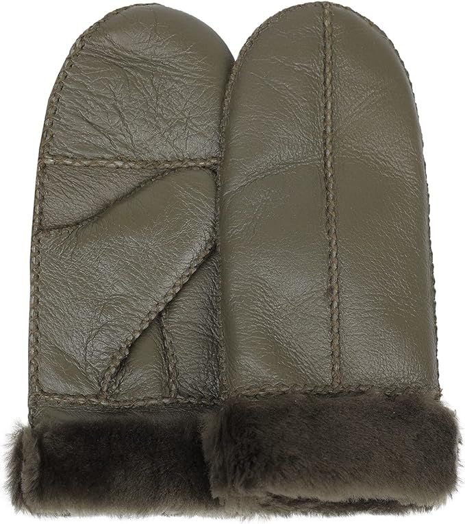Surblue Women’s Winter Sheepskin Suede Mittens Leather Fur Premium Shearling Lambskin Lambswool | Amazon (US)