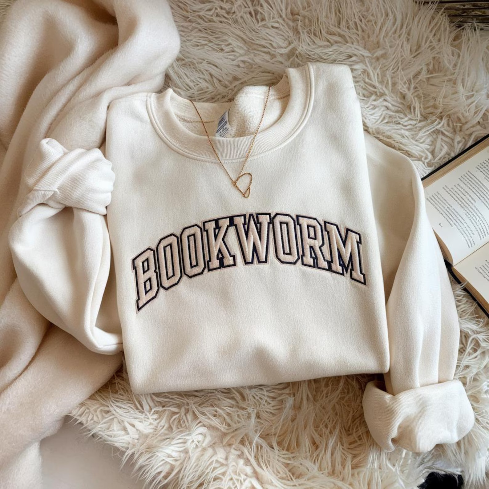 Embroidery Bookworm Sweatshirt, Cute Book Lover Gift Shirt, Librarian Teacher Bookish Shirt, Teac... | Etsy (US)