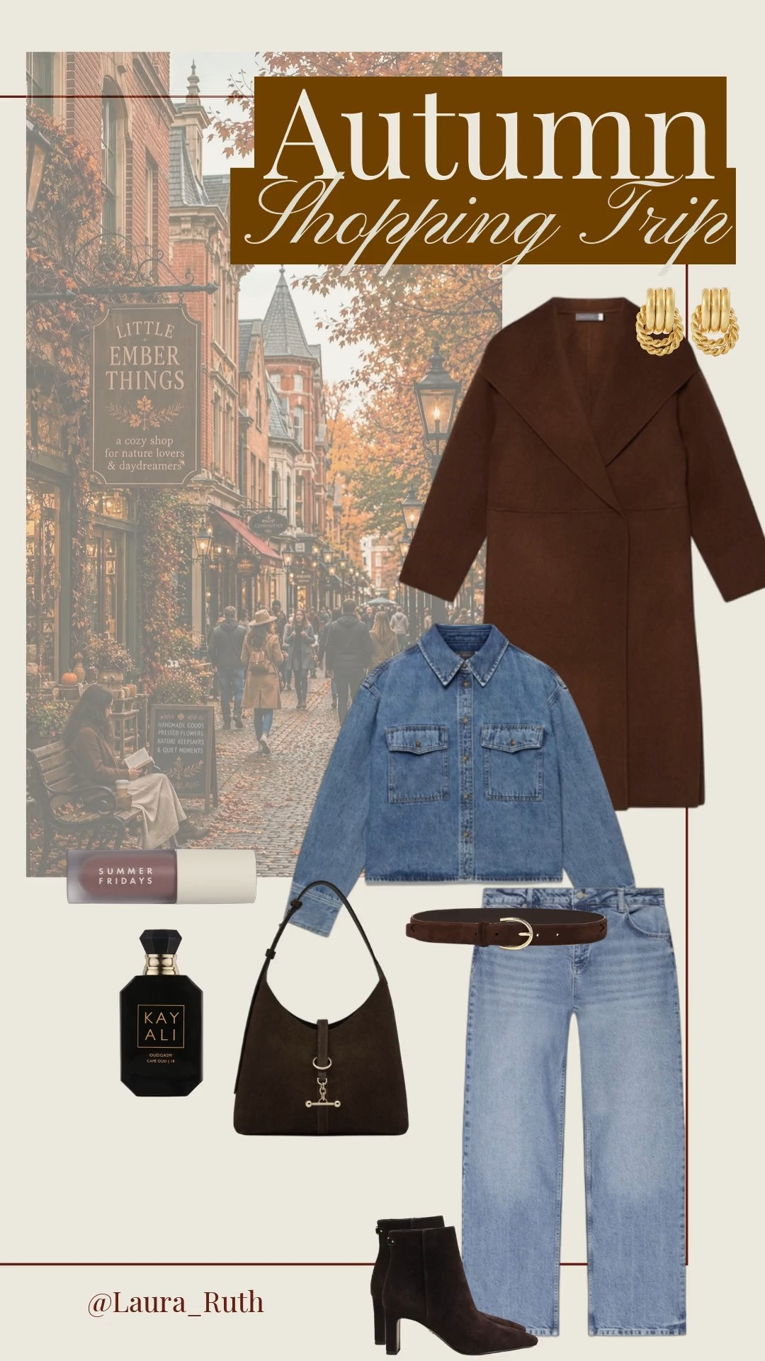 The perfect Autumnal shopping day outfit for autumn city shopping. Think double denim for comfort, a gorgeous chestnut brown wool coat to wrap in and chocolate accessories to finish off the look. 🍂👖🌰 fall outfits women, fall fashion hauls 

 #LTKuk #LTKautumn #LTKstyletip