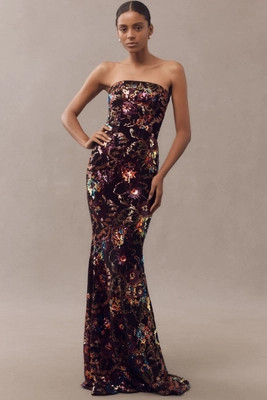 Helsi Helen Strapless Floral Sequin Mermaid Maxi Dress | Anthropologie (US)