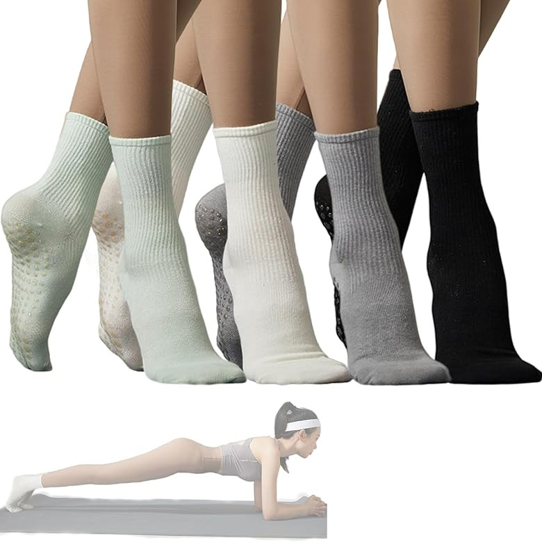 Grip Socks Women Pilates Yoga Socks Non Slip Barre Dance Hospital Running Cute Cotton Ankle Slipp... | Amazon (US)