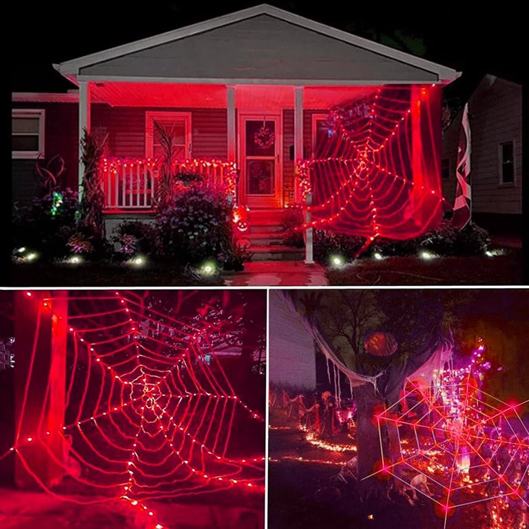 LINMOUA Halloween Decorations Spider-Web Lights 12FT Spider-Web with Purple Lights/Red Lights, fo... | Walmart (US)