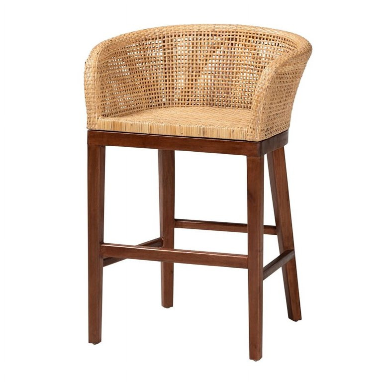 bali & pari Papua Natural Rattan and Walnut Brown Acacia Wood Counter Stool | Walmart (US)
