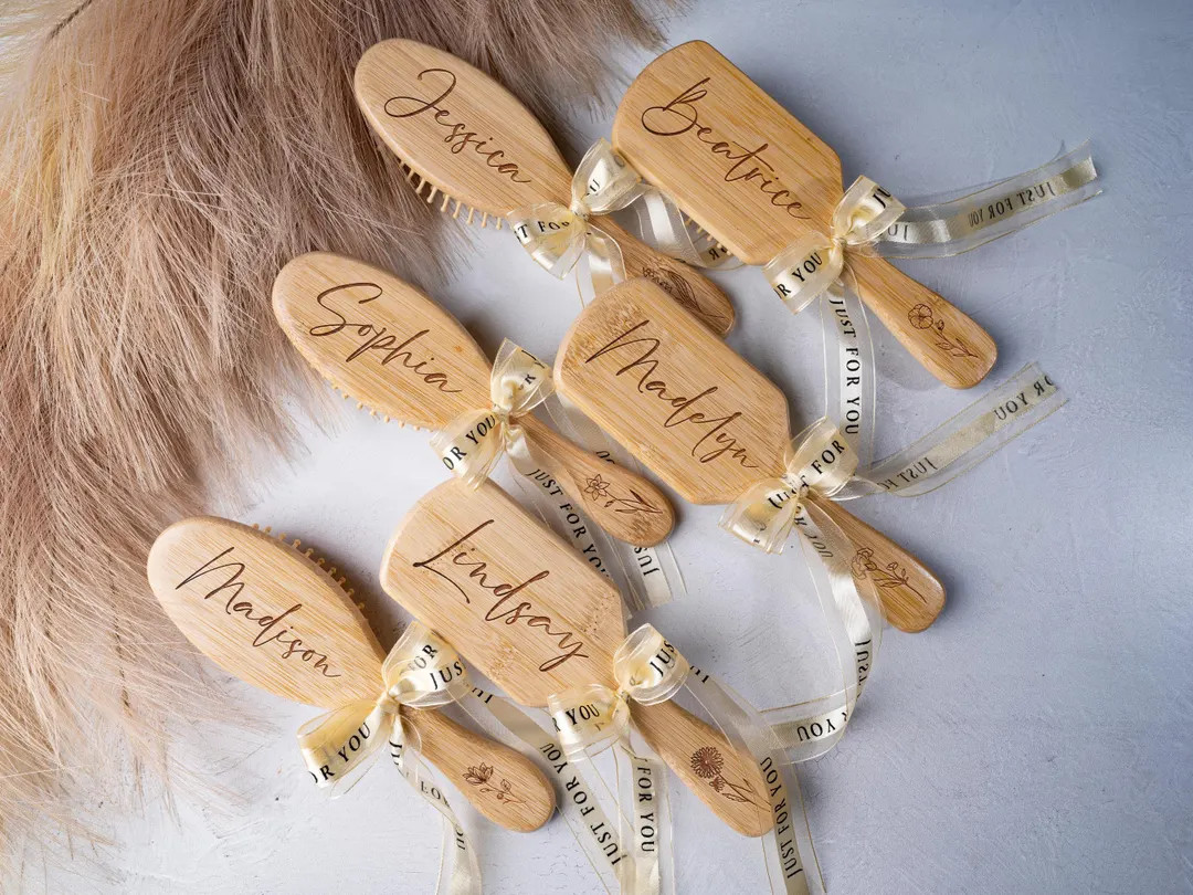 Wedding Bridesmaid Gifts, Personalized Bamboo Combs, Custom Bridesmaid Hair Brush, Bridal Party G... | Etsy (US)