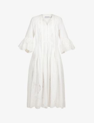 Scallop-trim organic-cotton midi dress | Selfridges