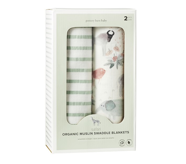 Safari Organic Muslin Swaddle Set | Pottery Barn Kids