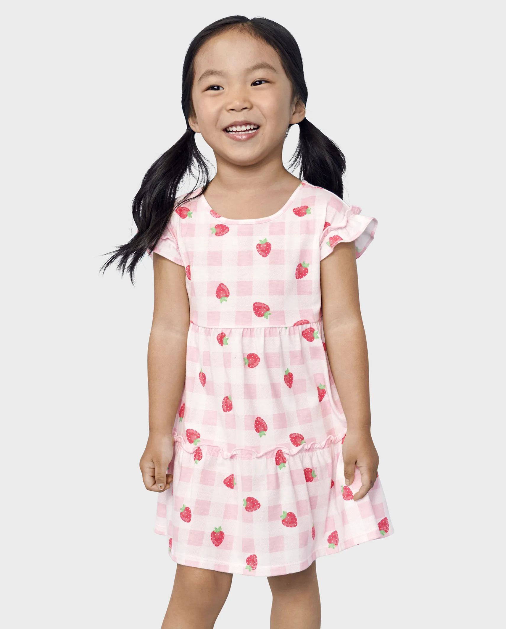 Baby And Toddler Girls Strawberry Tiered Dress - pink sea salt | The Children's Place