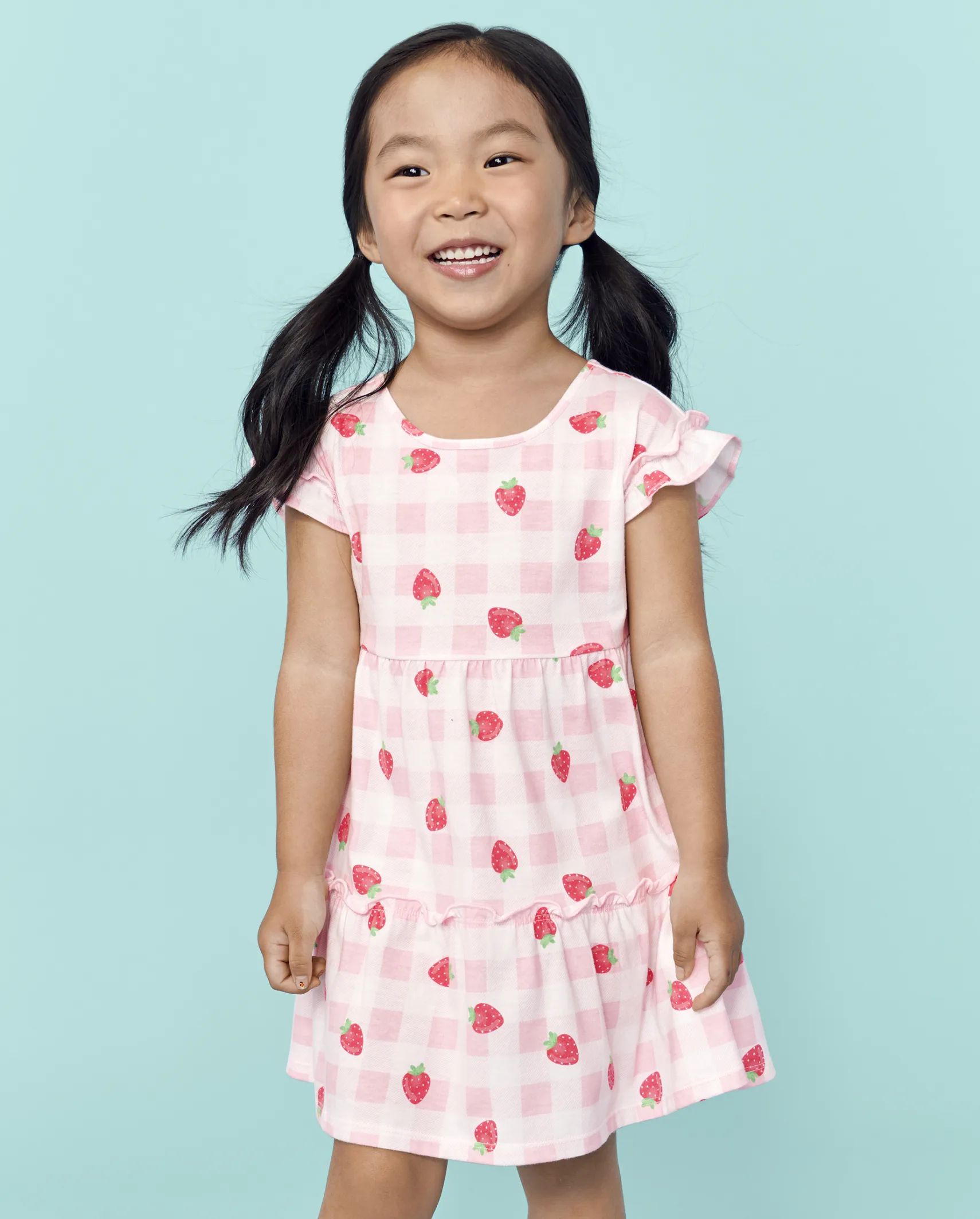 Baby And Toddler Girls Strawberry Tiered Dress - pink sea salt | The Children's Place