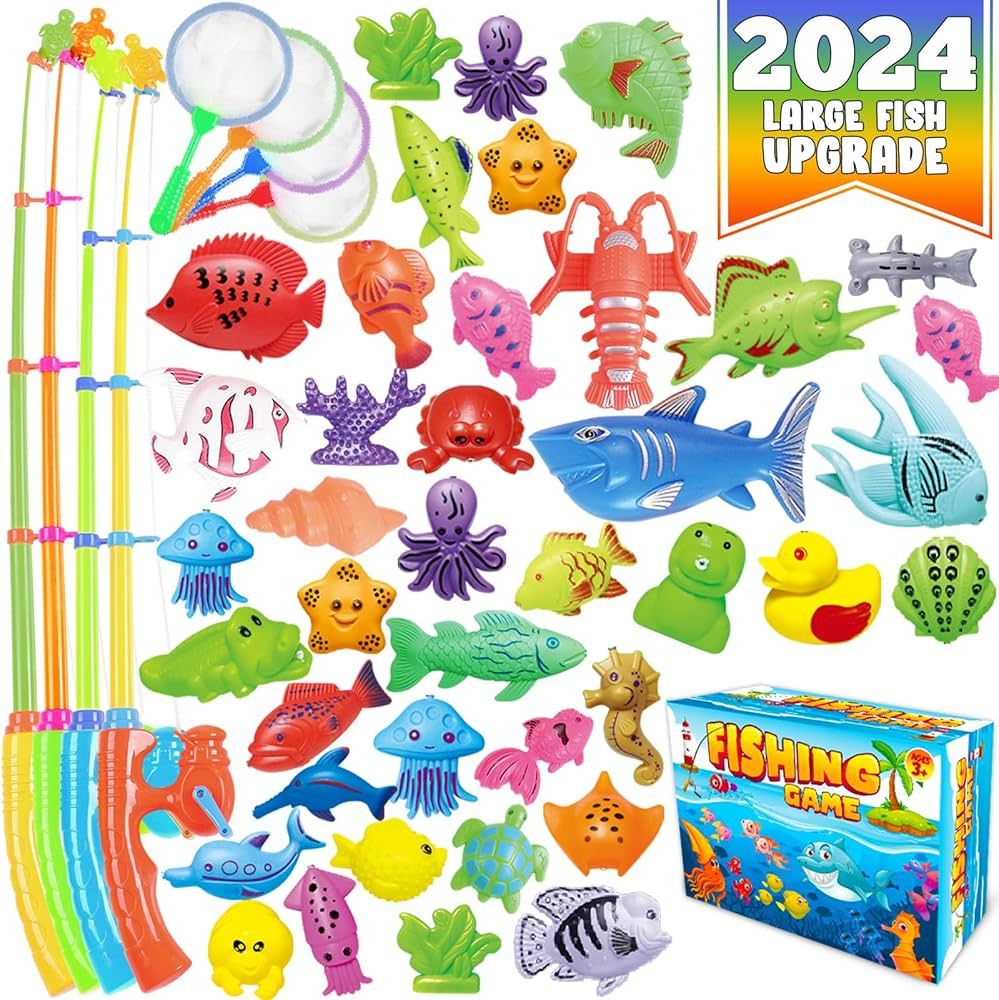 CozyBomB\u2122 Magnetic Fishing Toys Game Set for Kids | Water Table Bathtub kiddie Pool Party wi... | Amazon (US)