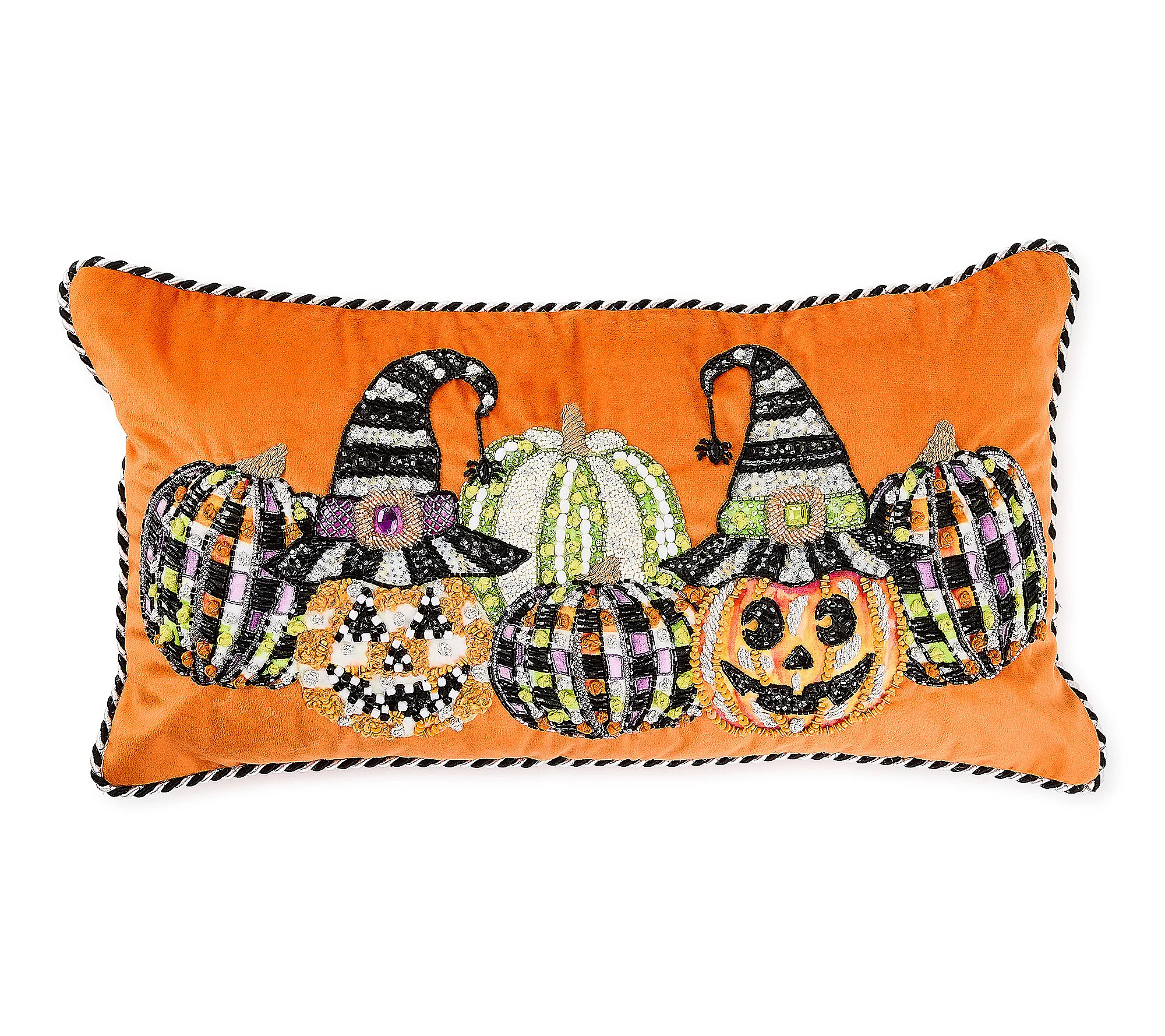 MacKenzie-Childs Jack O' Lantern in Hat Lumbar hrow Pillow | QVC