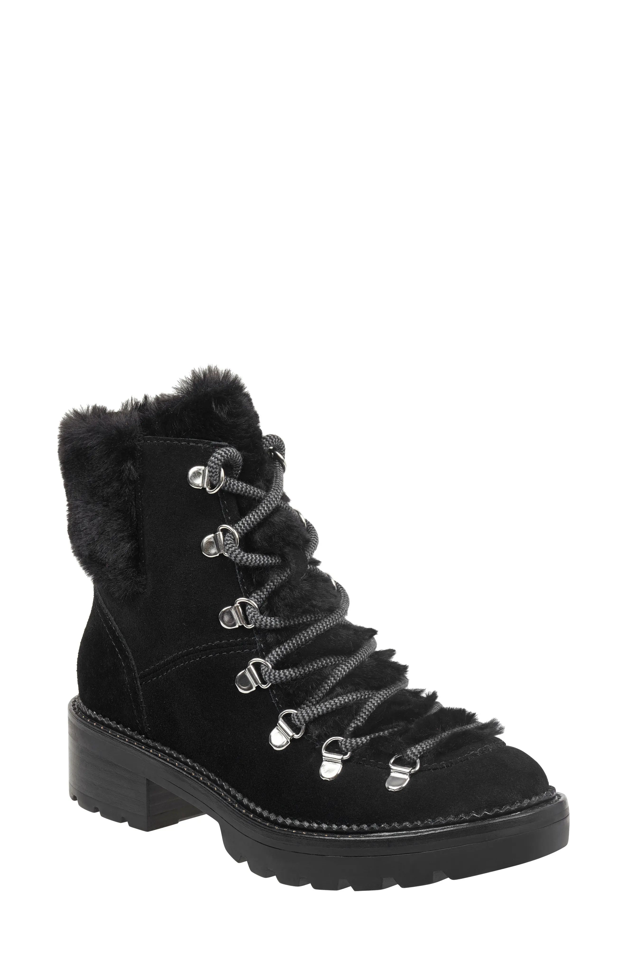 Marc Fisher LTD Capell Genuine Shearling Cuff Lace-Up Boot (Women) | Nordstrom