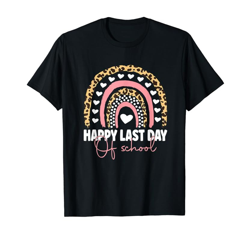 Leopard Happy Last Day Of School Student Graduation Rainbow T-Shirt | Amazon (US)