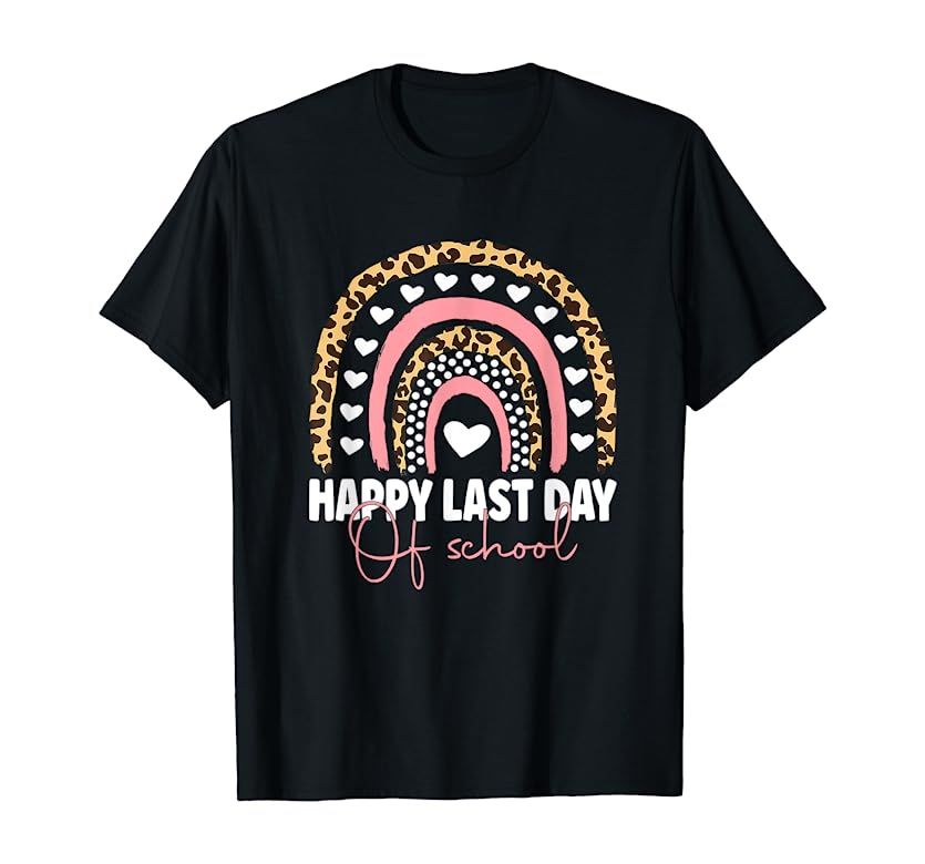 Leopard Happy Last Day Of School Student Graduation Rainbow T-Shirt | Amazon (US)
