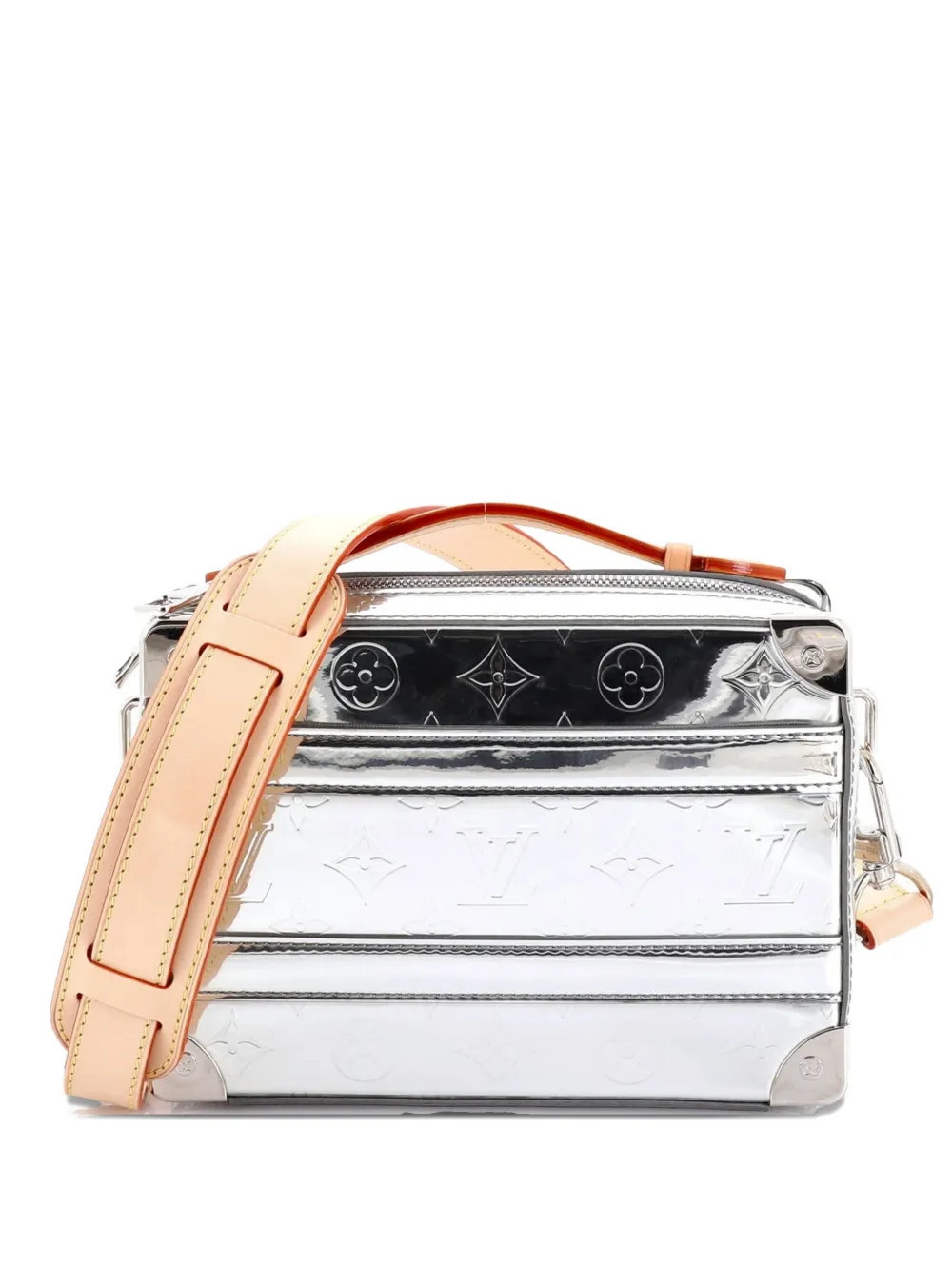 Louis Vuitton Pre-Owned Handle Soft Trunk Bag Monogram Mirror Coated Canvas satchel - Silver | Farfetch Global