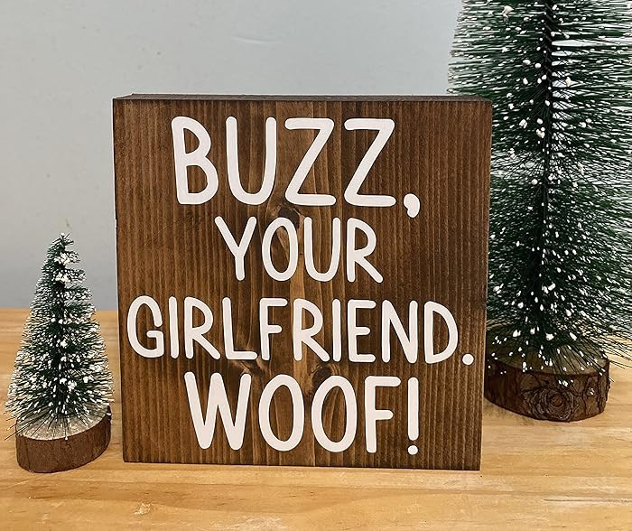 HOUVSSEN Wood Signs for Crafts Home Alone Movie Decor Buzz Your Girlfriend woof Home Alone Kevin ... | Amazon (US)