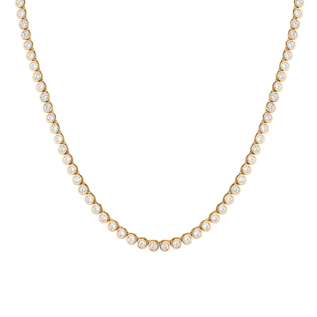 Lab Grown White Sapphire Bezel Tennis Necklace | AUrate New York