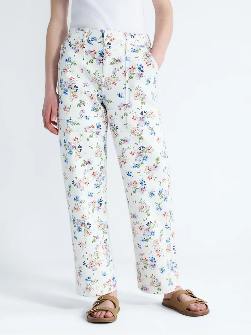 Free Assembly Women's Floral Pants with Chop Pockets, Sizes XS-XXL | Walmart (US)