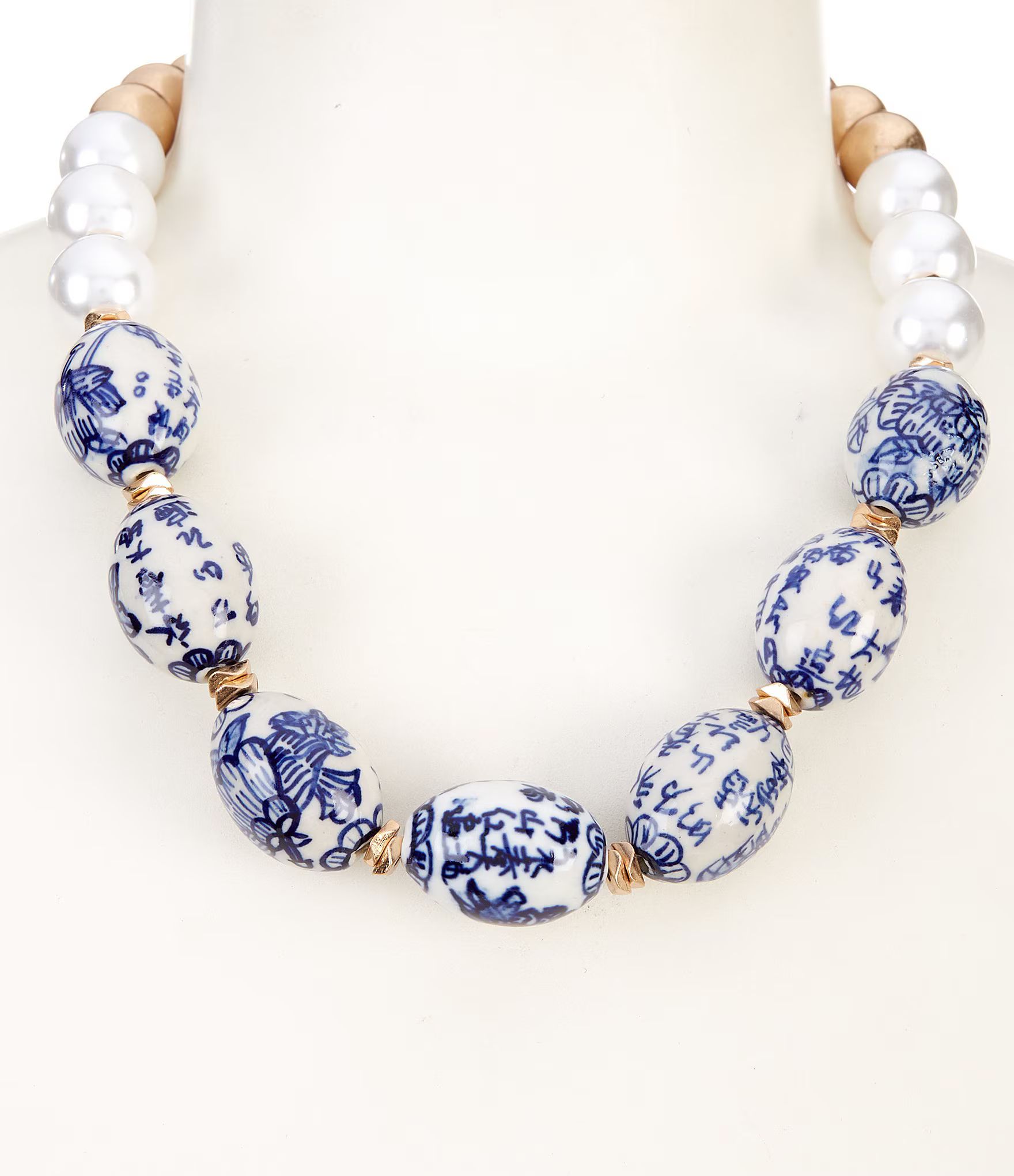Southern Living Pearl and Chinoiserie Beaded Short Pendant Necklace | Dillard's | Dillard's