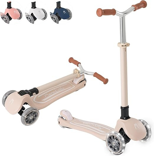 MomnLittle Kick Scooter for Kids Ages 3-10 (Beige/Pink/Navy/White) 3 Wheeled with LED Light-Up Wh... | Amazon (US)