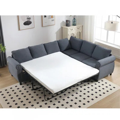 Sleeper Sofa, 2 In 1 Pull Out Couch Bed,6 Seater Sofa Bed, L Shaped Sleeper Sectional Sofa Couch,Riveted Sofa,104'' Large Combined Sofa Bed In Living | Wayfair North America