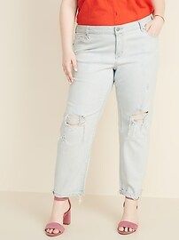 Mid-Rise Boyfriend Straight Plus-Size Distressed Jeans | Old Navy US