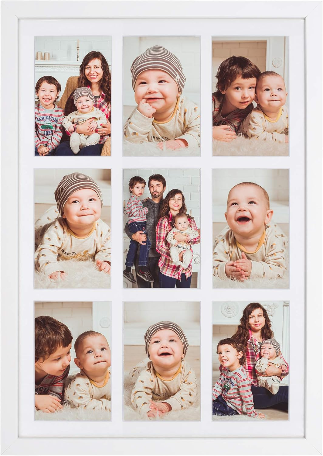 Golden State Art, 13.6x19.7 Matted White Wood Collage Frame, 9-Opening for 4x6, Real Glass. (Whit... | Amazon (US)