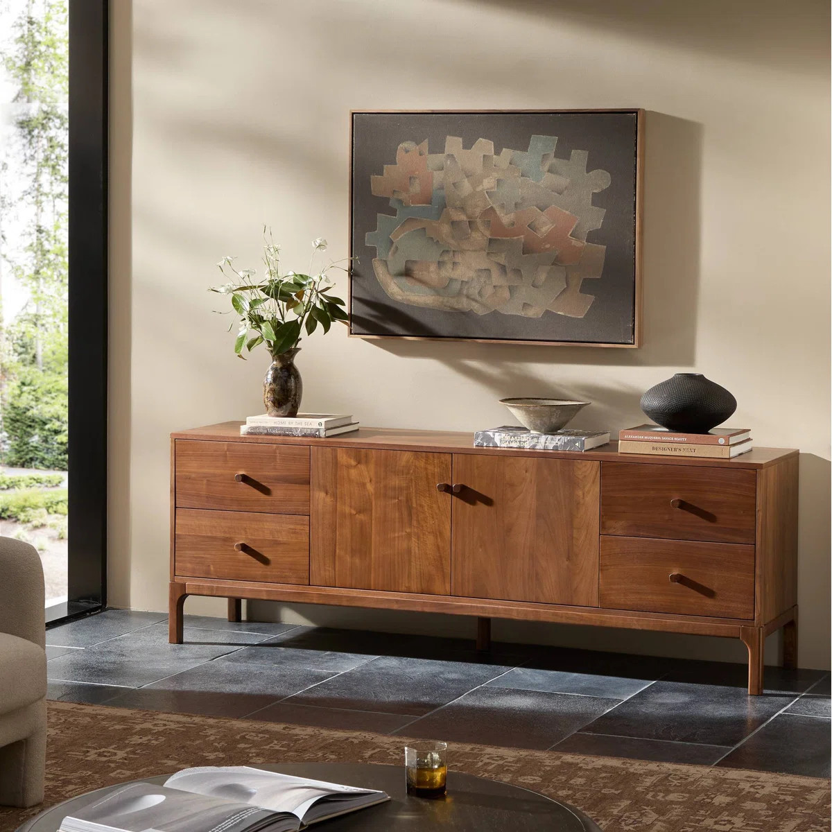 Wynnfield Media Console-Natural Walnut | Wayfair North America