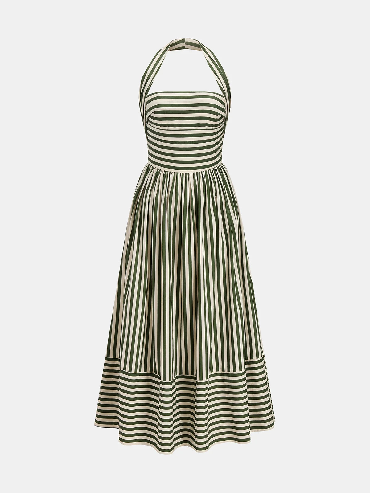 Striped Halter Neck Maxi Dress | Commense