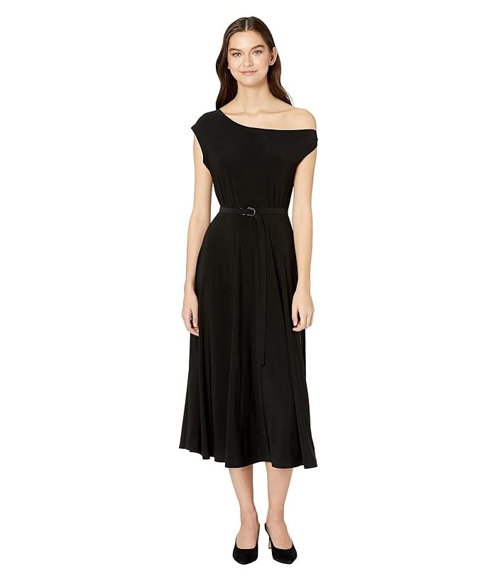KAMALIKULTURE by Norma Kamali Drop Shoulder Flared Dress to Midcalf (Black) Women's Dress | Zappos