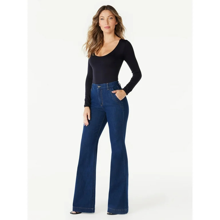 Sofia Jeans Women’s Flare Trouser High-Rise Jeans, 30.5” inseam | Walmart (US)