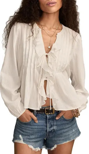 Lucky Brand Ruffle Tie Front Top | Nordstrom | Nordstrom