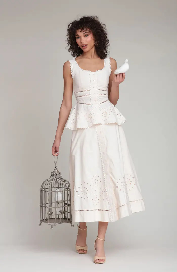 Cotton Eyelet A-Line Midi Skirt | Nordstrom