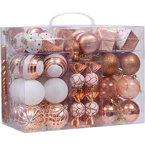 Sea Team 81-Pack Assorted Shatterproof Christmas Ball Ornaments Set Decorative Baubles Pendants with | Amazon (US)