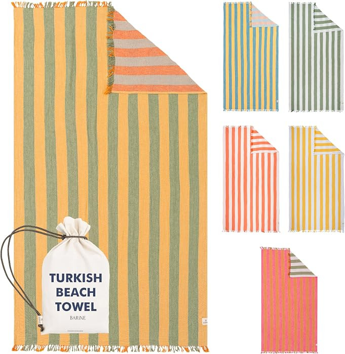 Cabana Striped Gauze Turkish Beach Towel - Large 36 x 69 | Quick Dry Beach Towel Blends Retro Sty... | Amazon (US)