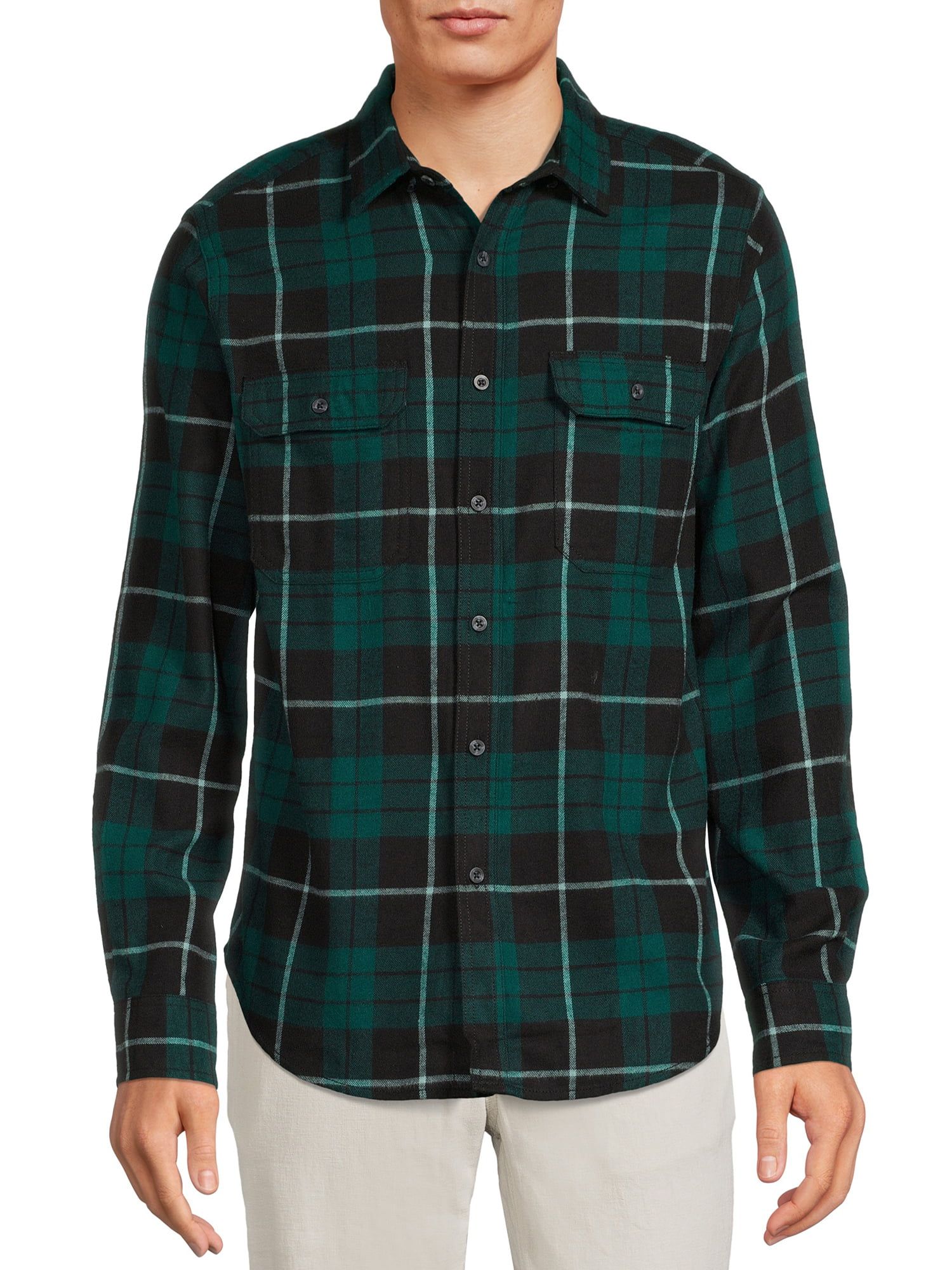 George Men's Long Sleeve Flannel Shirt - Walmart.com | Walmart (US)