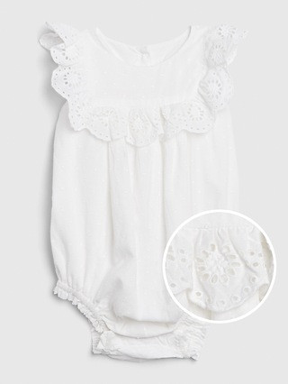 Baby Eyelet Ruffle Shorty One-Piece | Gap (US)