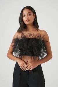 Mesh Ruffle Tube Top | Forever 21 | Forever 21 (US)