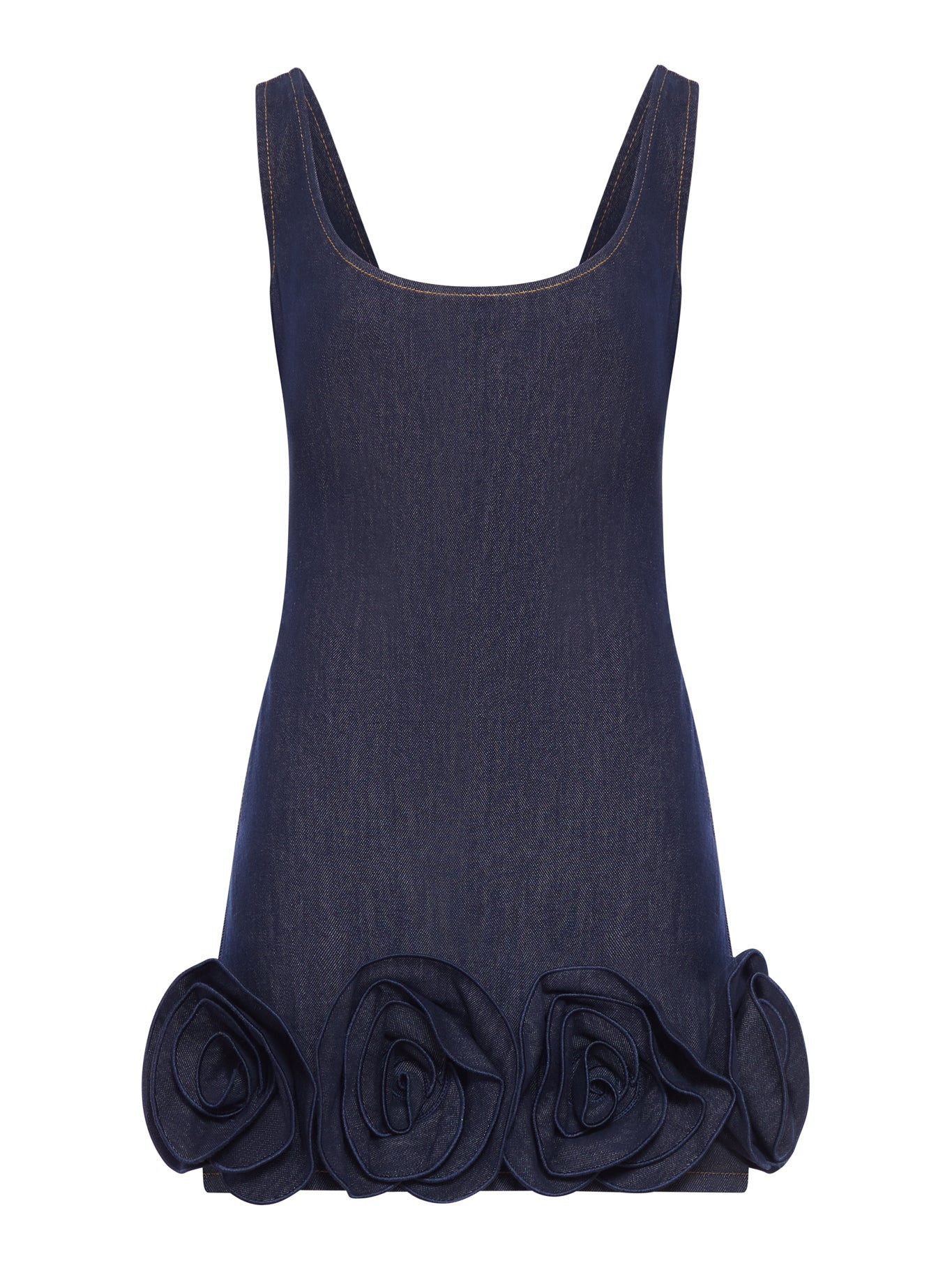 INDIGO DENIM MINI DRESS WITH 3D FLOWERS - Self-portrait - Woman | Suitnegozi INT
