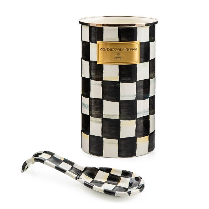 Courtly Check Enamel Spoon Rest & Utensil Holder Set | MacKenzie-Childs